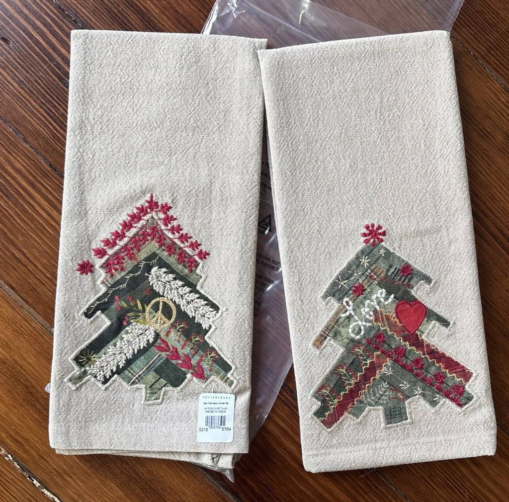 pottery barn Disney towel Holiday Tree Winter patch Christmas gift party SET 2 -