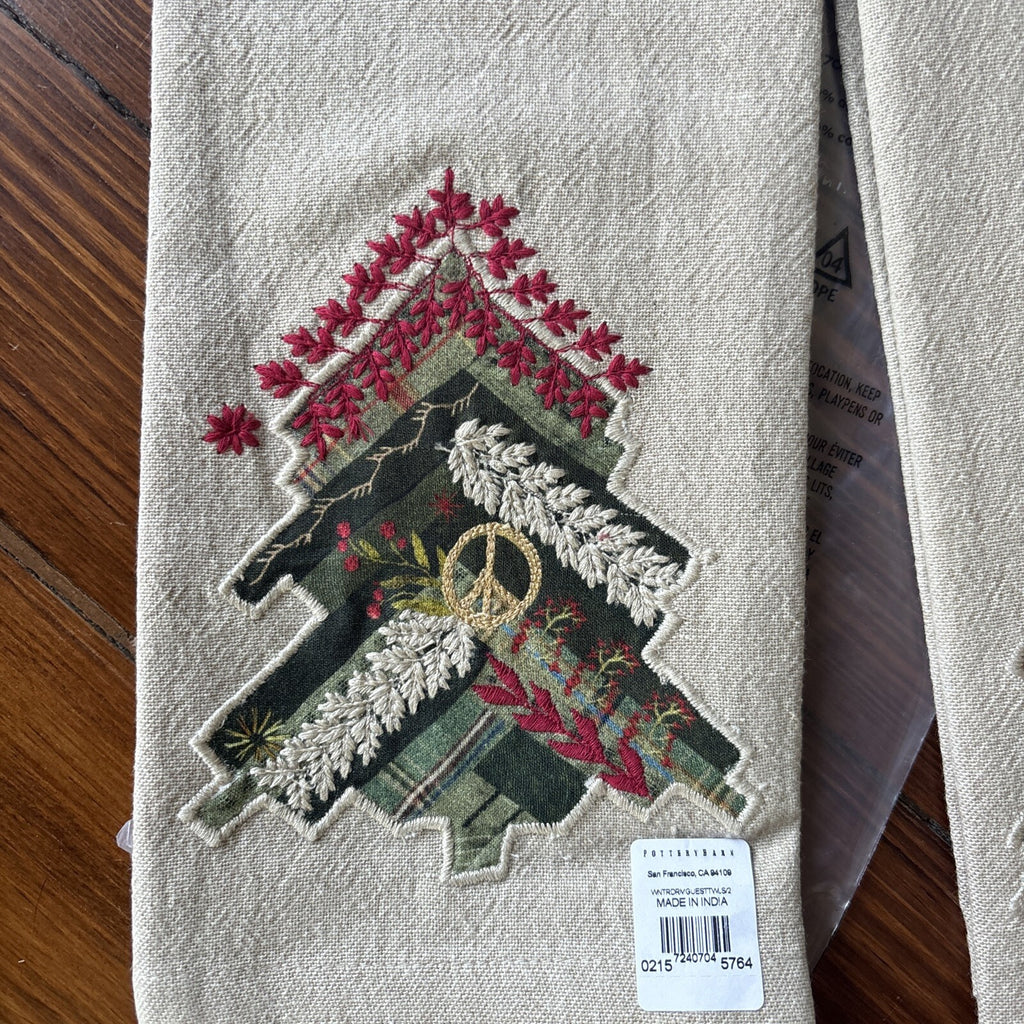 pottery barn Disney towel Holiday Tree Winter patch Christmas gift party SET 2 -