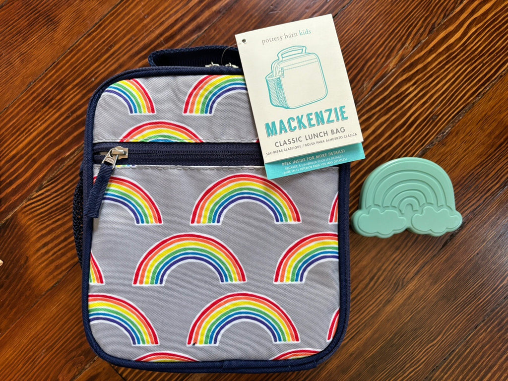 Pottery Barn LUNCH BOX BAG School Disney+Rainbow party gift stripe girl set /
