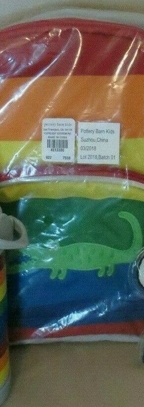 Pottery barn school Stripe BACKPACK Alligator Bag rainbow patch California pre -