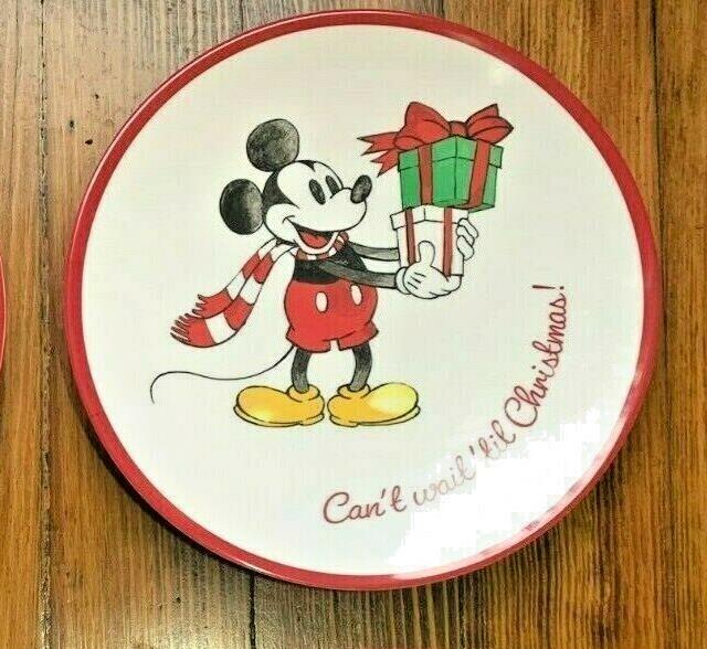 Disney Pottery Barn holiday Mickey Mouse Plate Christmas party kid snowman kid b