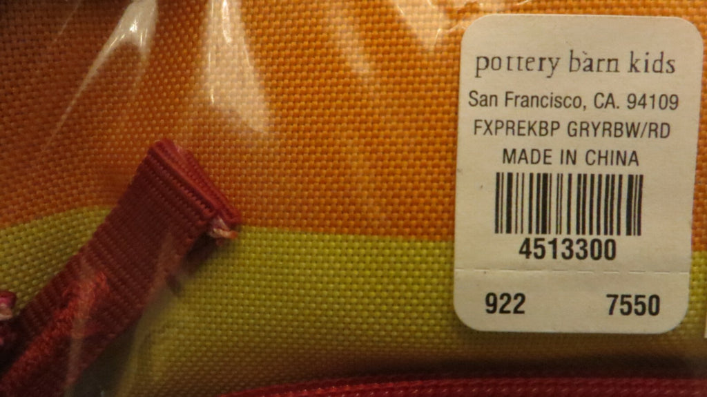 Pottery barn school Stripe BACKPACK Alligator Bag rainbow patch California pre -