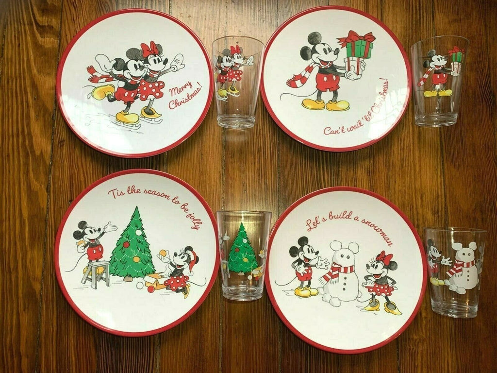 Disney Pottery Barn holiday Mickey Mouse Plate Christmas party kid snowman kid b