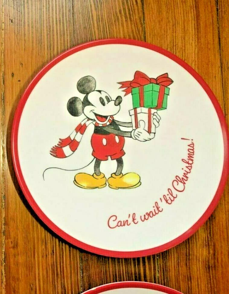 Disney Pottery Barn holiday Mickey Mouse Plate Christmas party kid snowman kid b