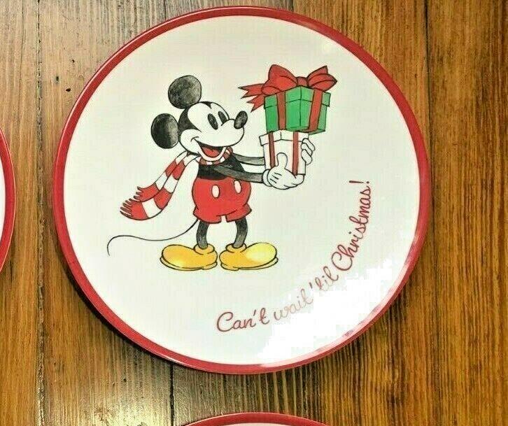 Disney Pottery Barn holiday Mickey Mouse Plate Christmas party kid snowman kid b