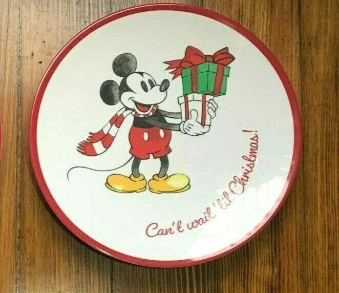 Disney Pottery Barn holiday Mickey Mouse Plate Christmas party kid snowman kid b