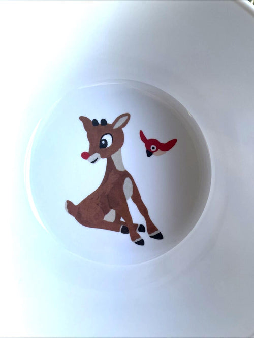 Disney Pottery Barn Bowl Rudolph Reindeer Christmas holiday gift party a