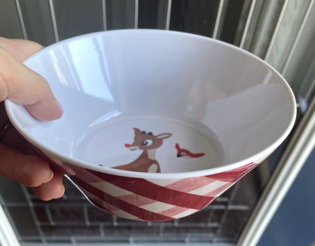 Disney Pottery Barn Bowl Rudolph Reindeer Christmas holiday gift party a
