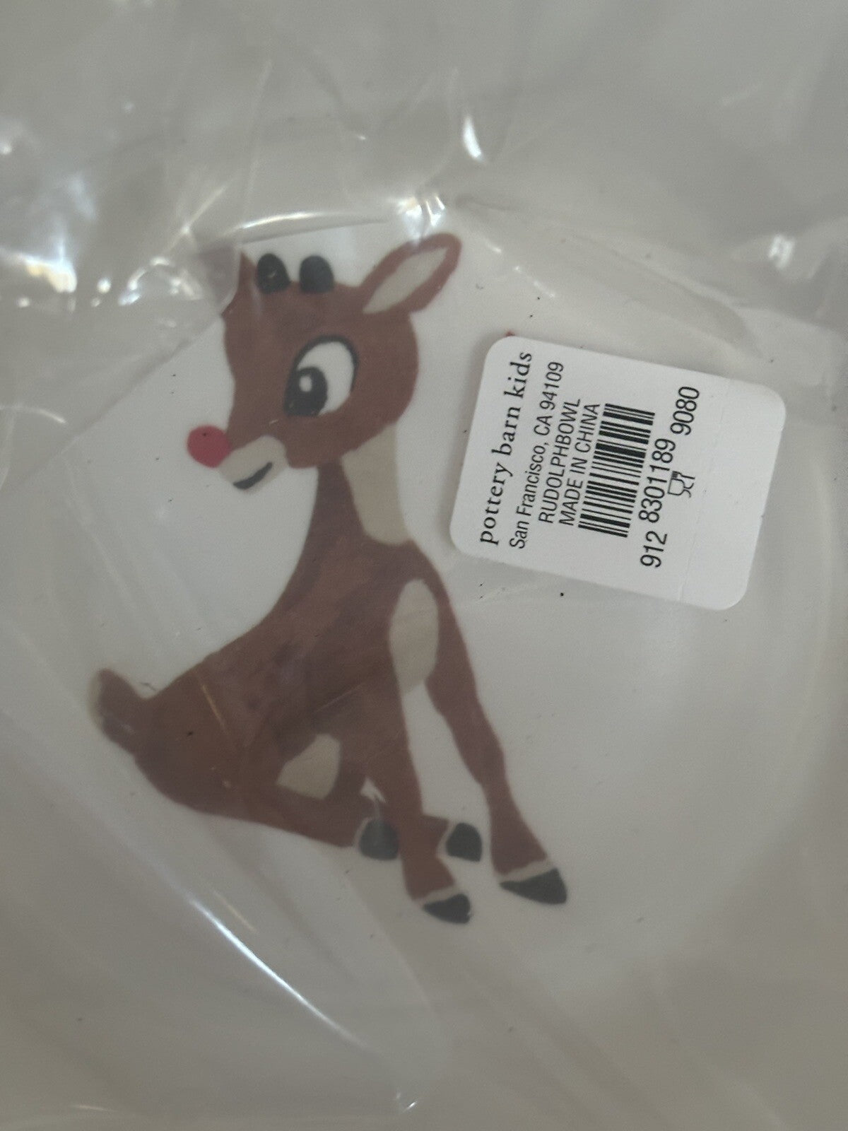 Disney Pottery Barn Bowl Rudolph Reindeer Christmas holiday gift party a