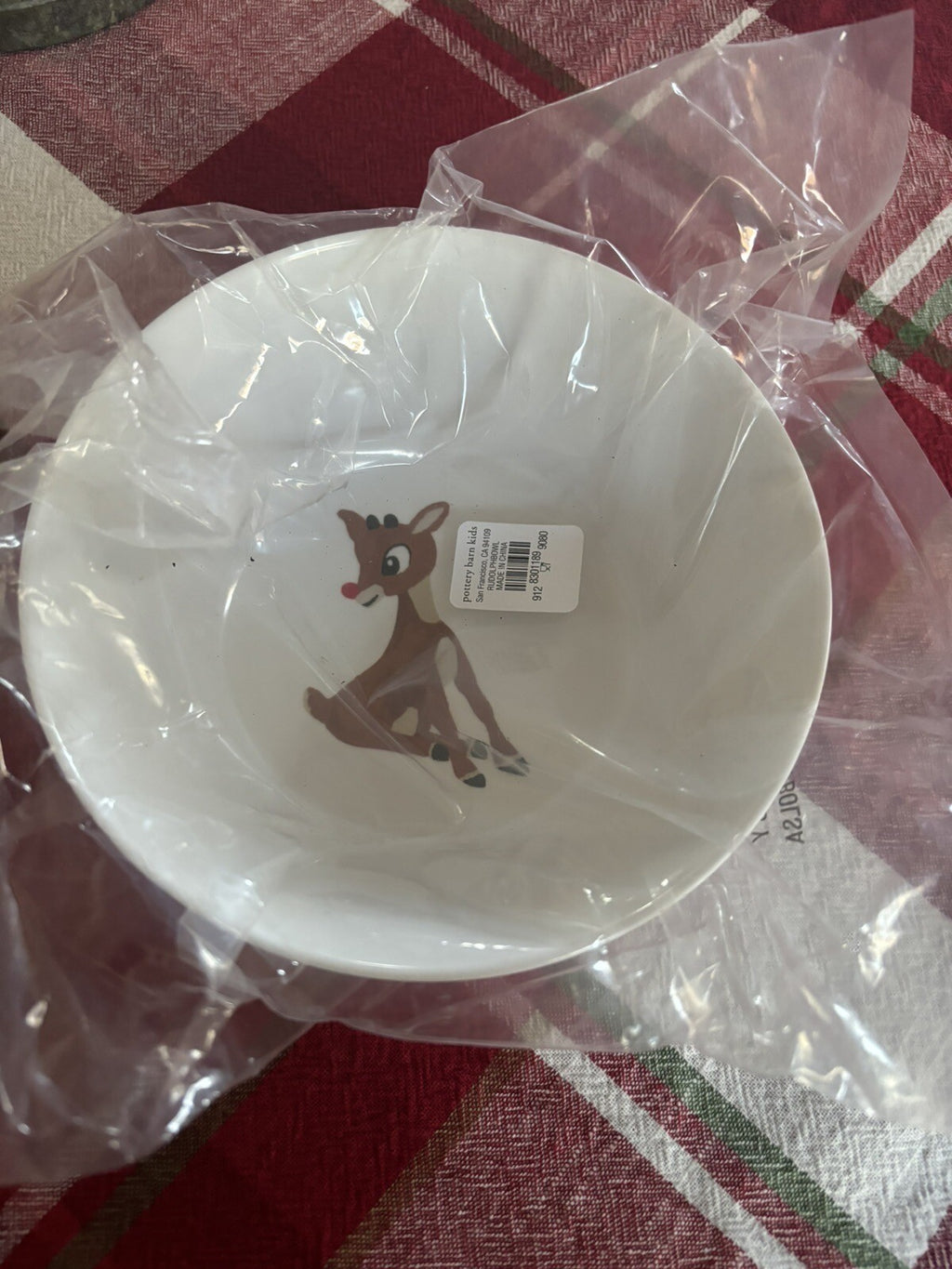 Disney Pottery Barn Bowl Rudolph Reindeer Christmas holiday gift party a