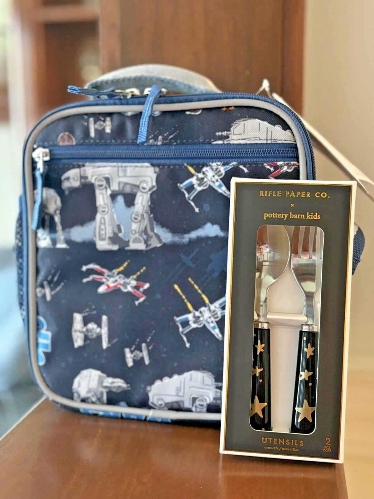 Pottery Barn LUNCH BAG School &Utensil Set STAR WARS Solo Disney Jedi droid [