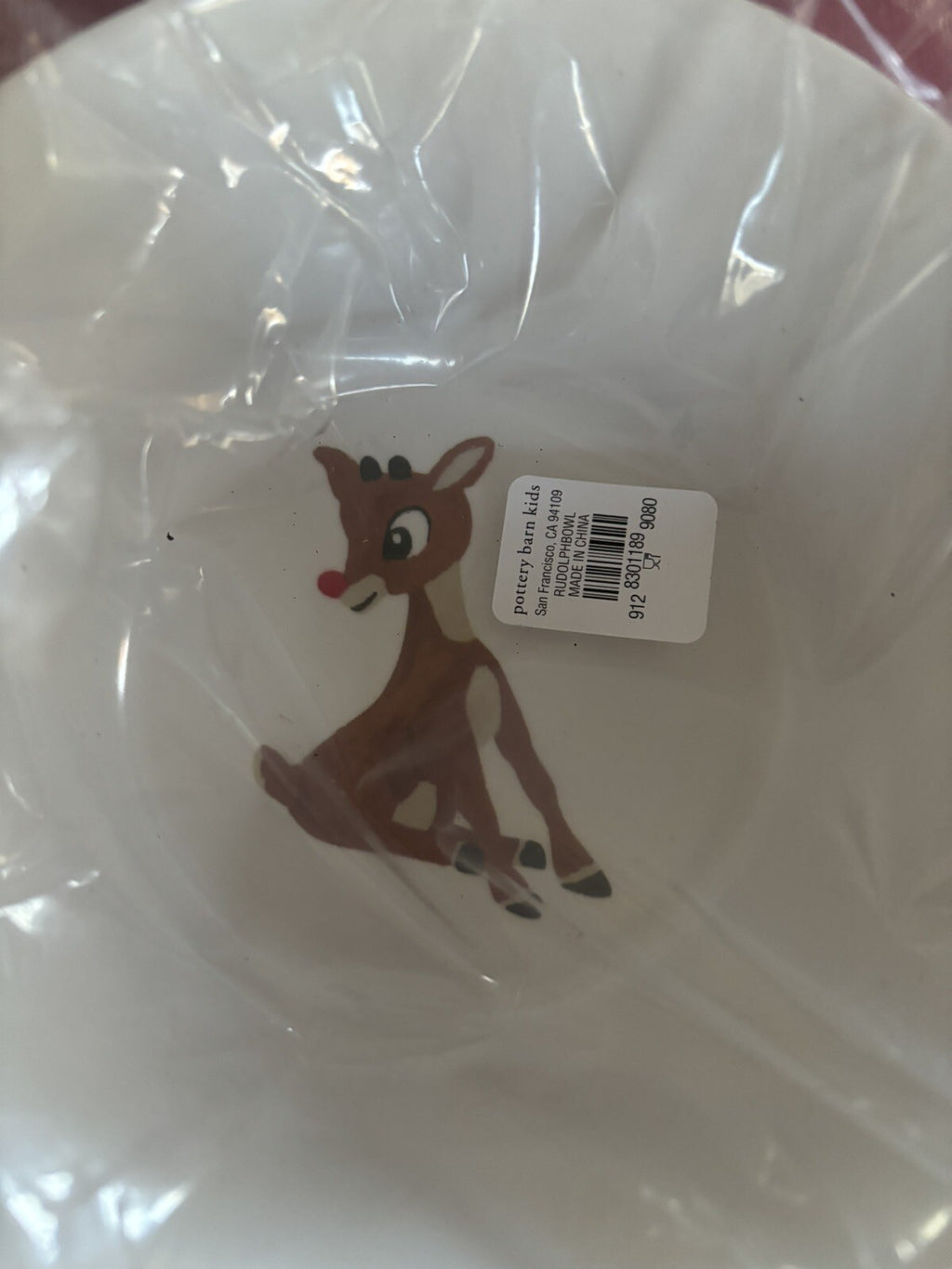 Disney Pottery Barn Bowl Rudolph Reindeer Christmas holiday gift party a