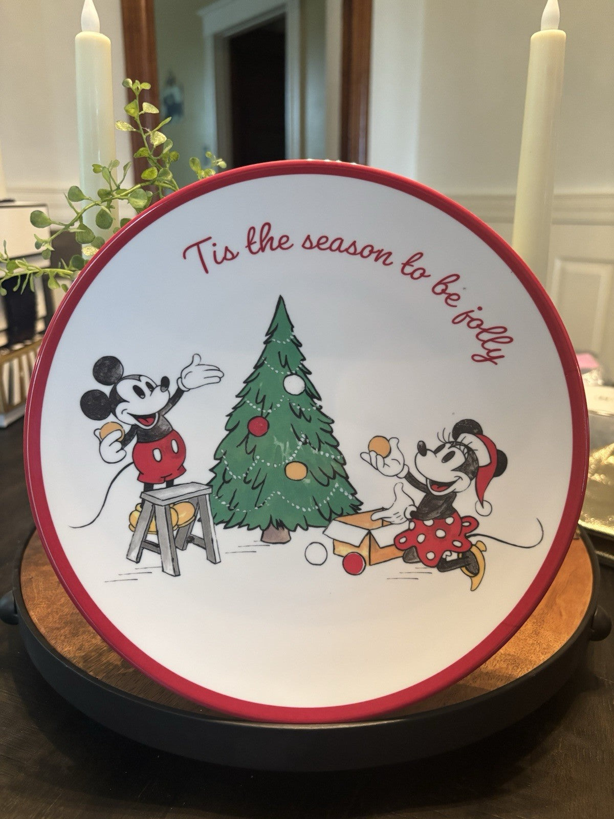 Pottery Barn DINNER SET Holiday Mickey Mouse Christmas Disney plate Kid party 4
