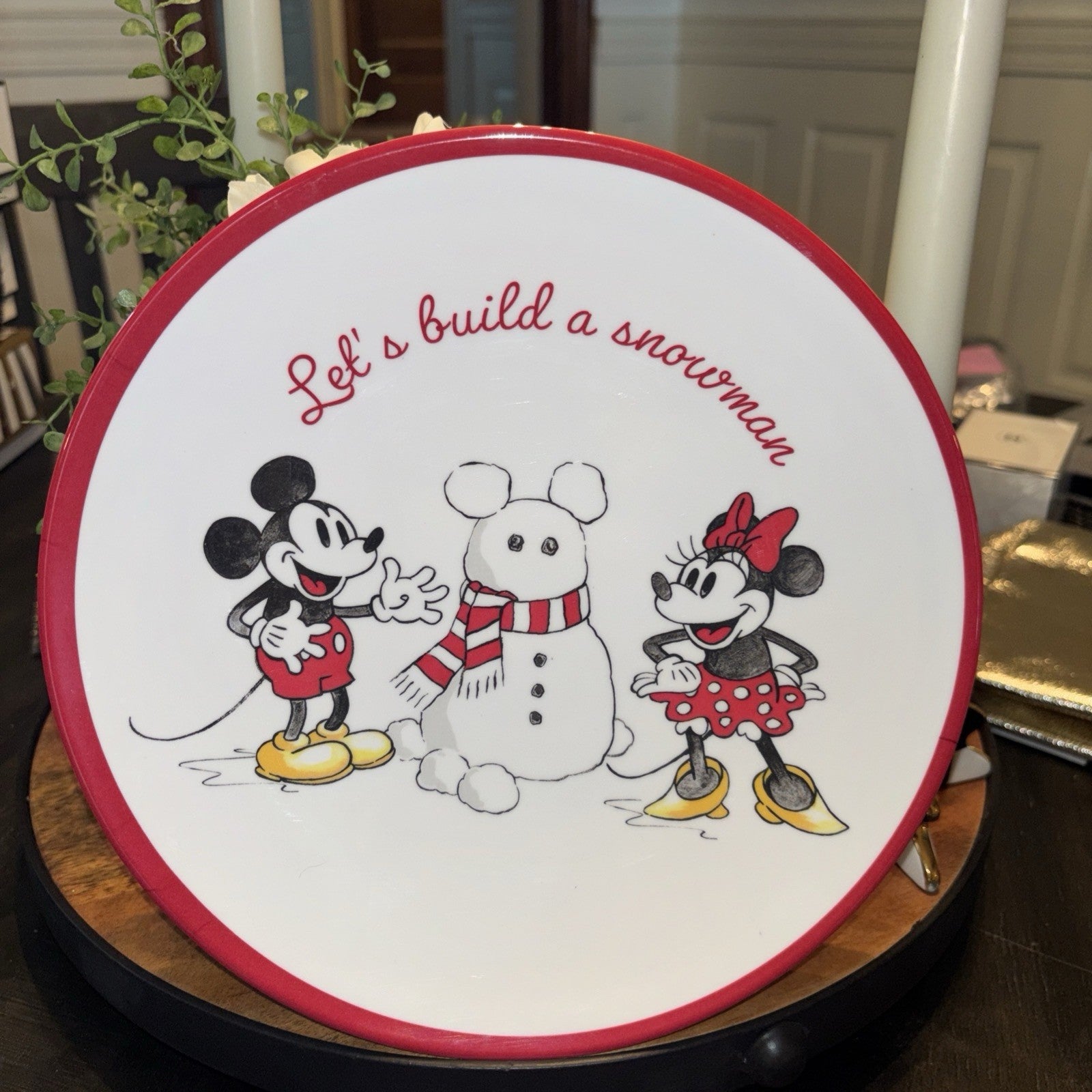 Pottery Barn DINNER SET Holiday Mickey Mouse Christmas Disney plate Kid party 4