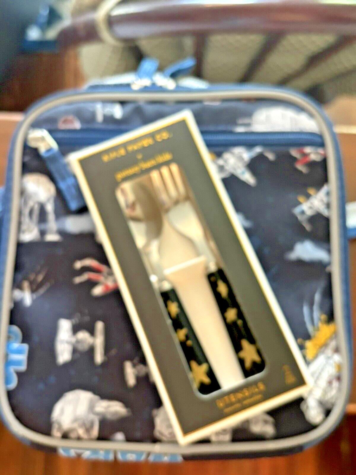 Pottery Barn LUNCH BAG School &Utensil Set STAR WARS Solo Disney Jedi droid [
