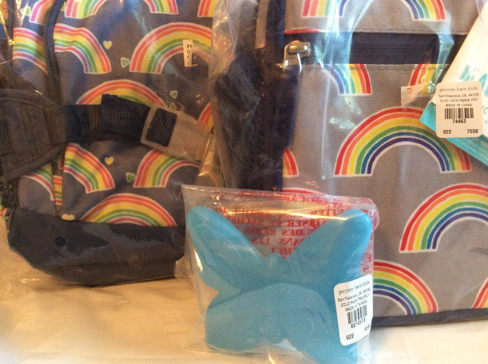 Pottery barn LARGE Backpack School Disney Rainbow Heart+LUNCH BOX BUTTERFLY ?? .