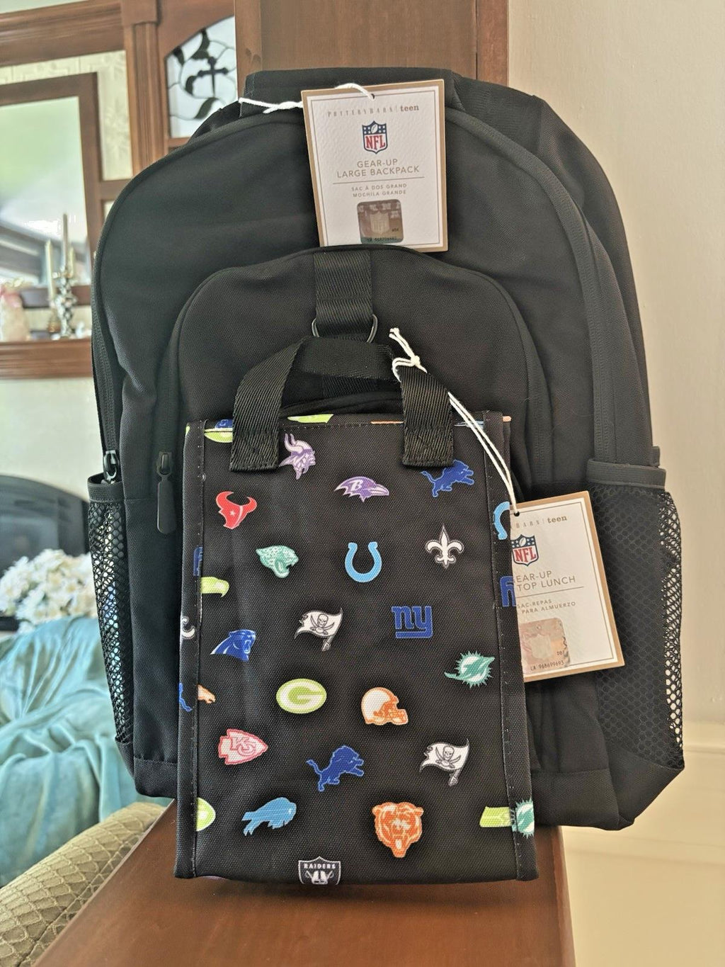 Pottery Barn School LARGE BACKPACK LUNCH WATER Football Baseball sports BAG NFL