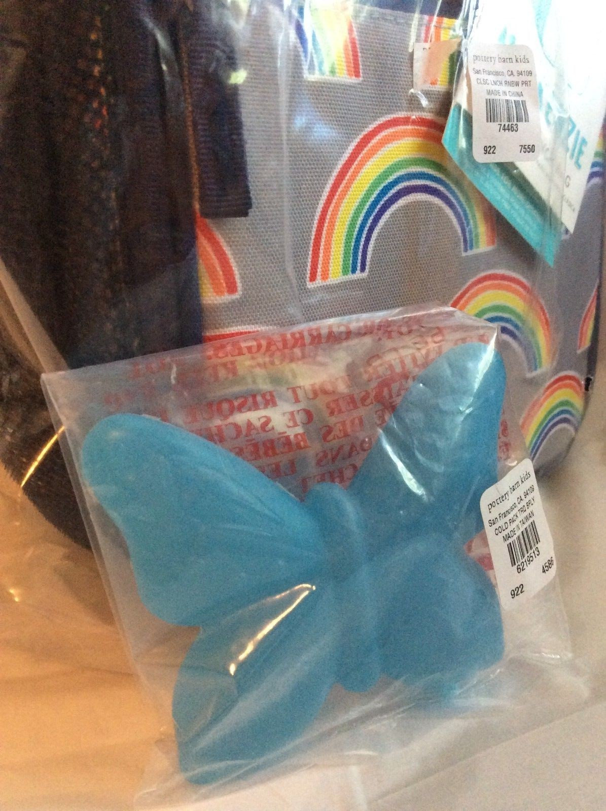 Pottery barn LARGE Backpack School Disney Rainbow Heart+LUNCH BOX BUTTERFLY ?? .