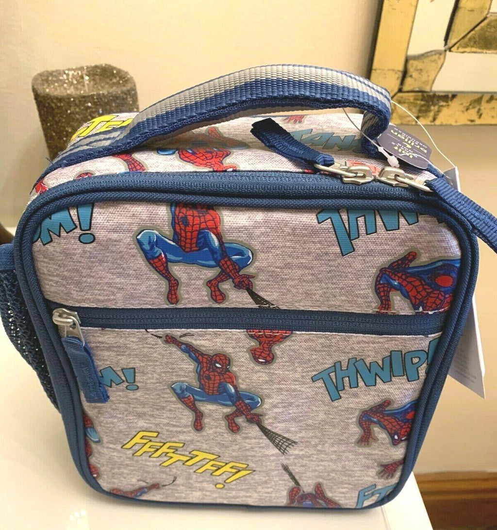 Pottery Barn School Marvel Avengers Spider-Man Super LUNCH BOX BAG+Utensil Set .