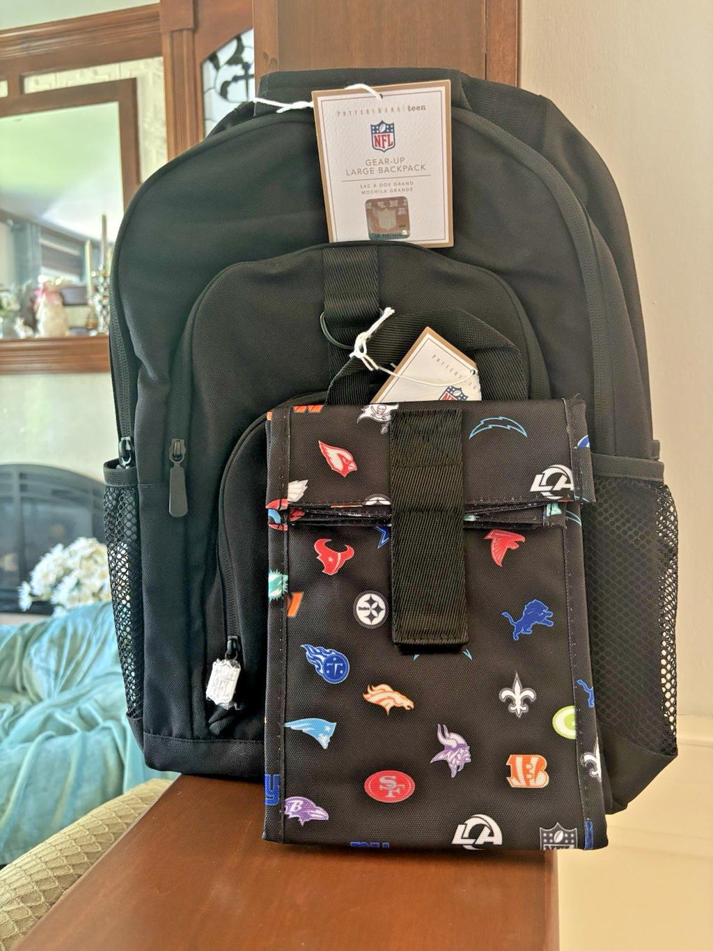 Pottery Barn School LARGE BACKPACK LUNCH WATER Football Baseball sports BAG NFL