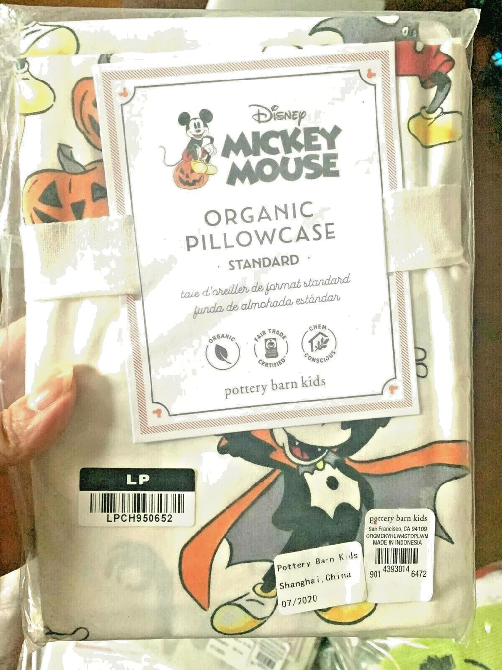 Pottery Barn Mickey Mouse pillowcase Holiday gift Disney school Halloween kid `