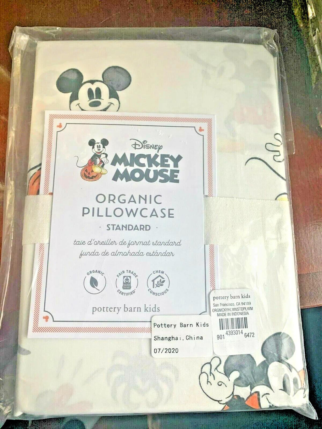 Pottery Barn Mickey Mouse pillowcase Holiday gift Disney school Halloween kid `