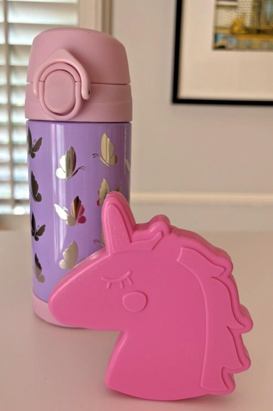 Pottery Barn School Disney rainbow WATER BOTTLE  girl butterfly+Unicorn Bag ?? \