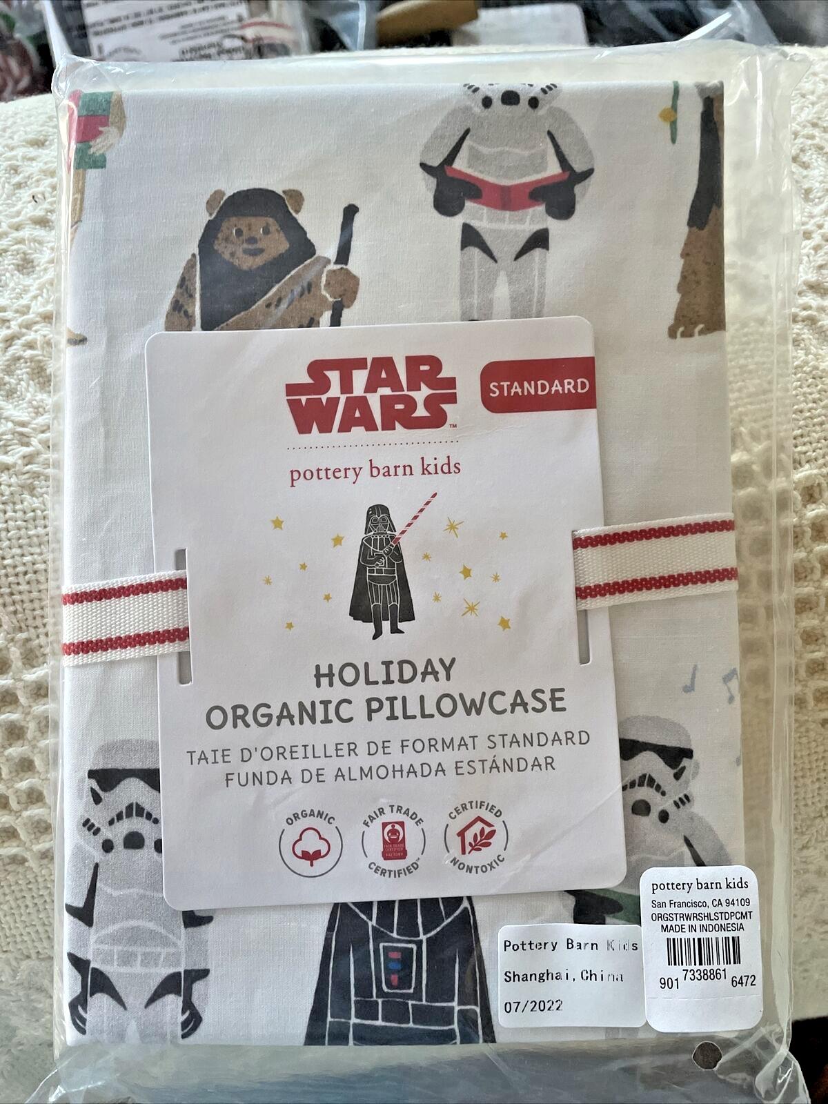 Pottery Barn holiday PILLOWCASE Star Wars Christmas Solo party gift space a