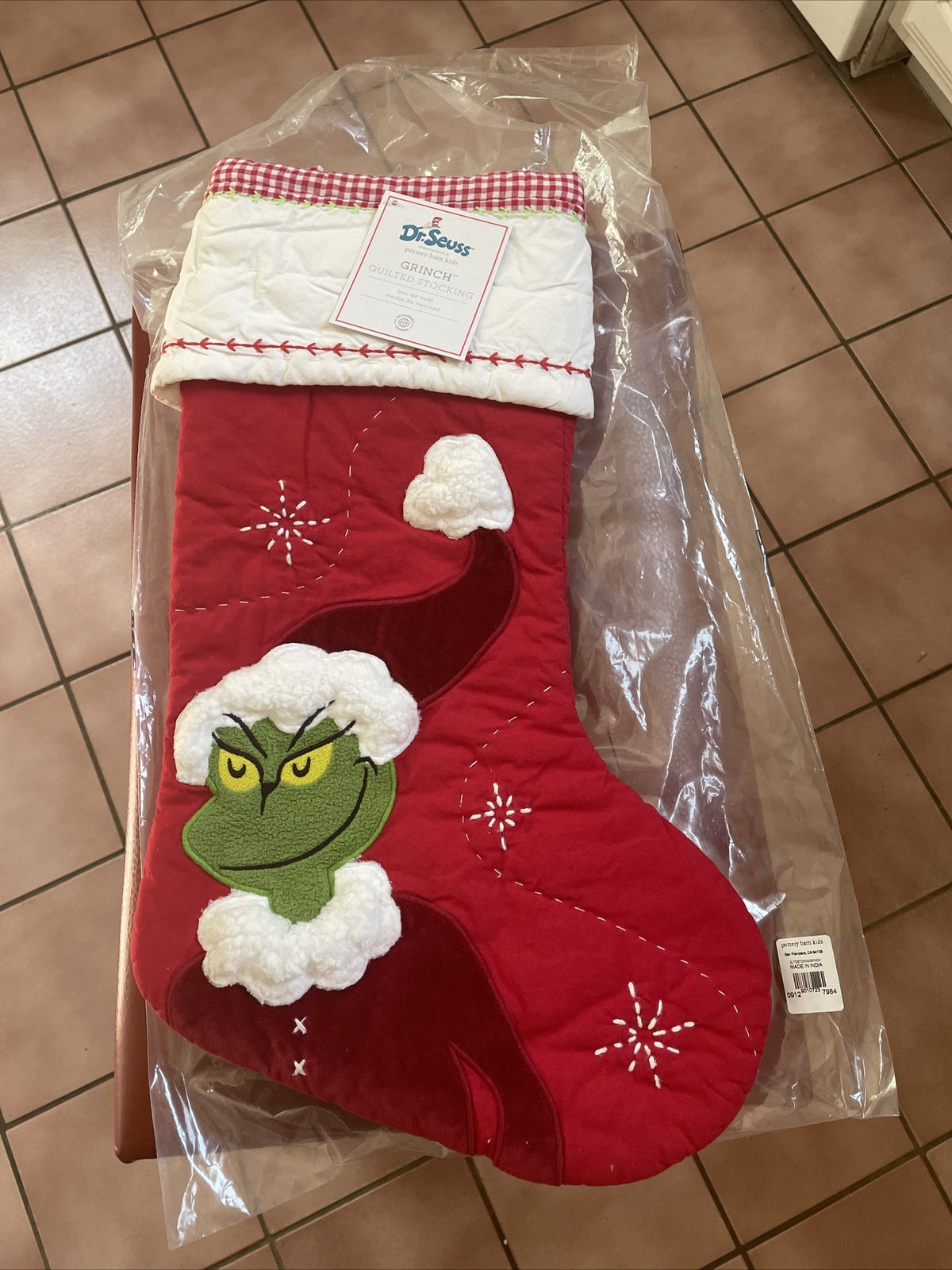 Disney school Pottery Barn GRINCH Christmas Stocking holiday gift Seuss party -
