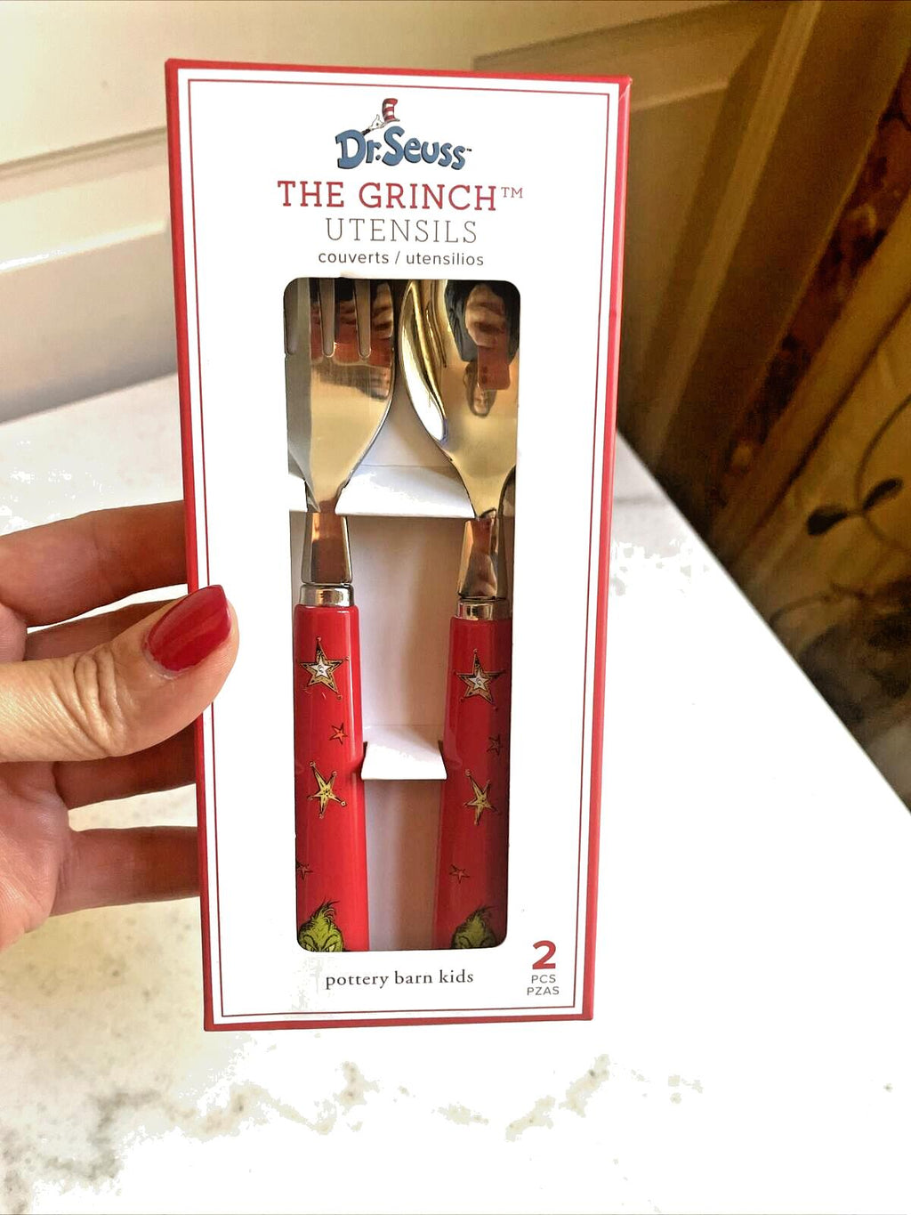 Disney school Pottery Barn GRINCH Christmas Utensil set holiday Dr Seuss party n