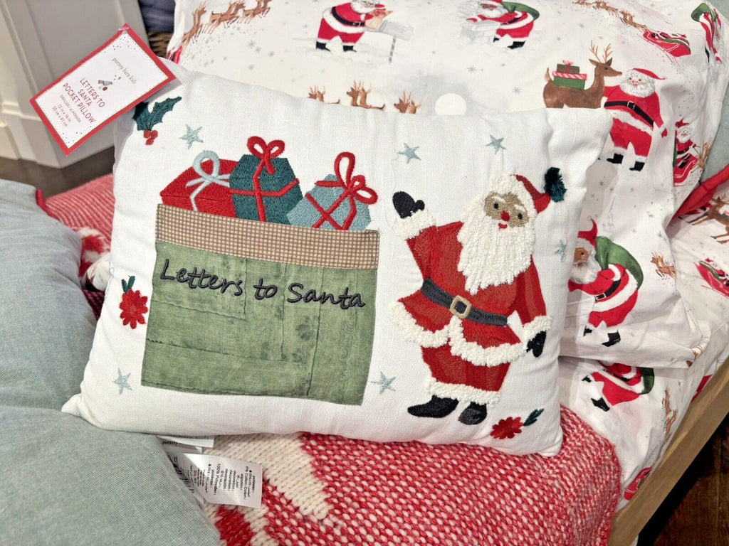 Pottery Barn Christmas Santa Letter pillow Seuss Holiday Gift party boy girl \