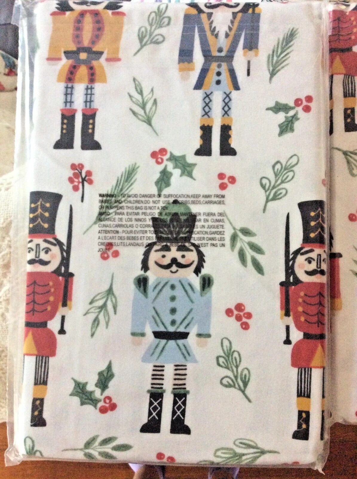 Garnet Hill holiday nutcracker Christmas party snowman KING Duvet Deer Rudolph /