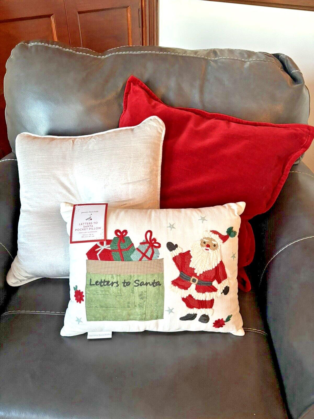 Pottery Barn Christmas Santa Letter pillow Seuss Holiday Gift party boy girl \