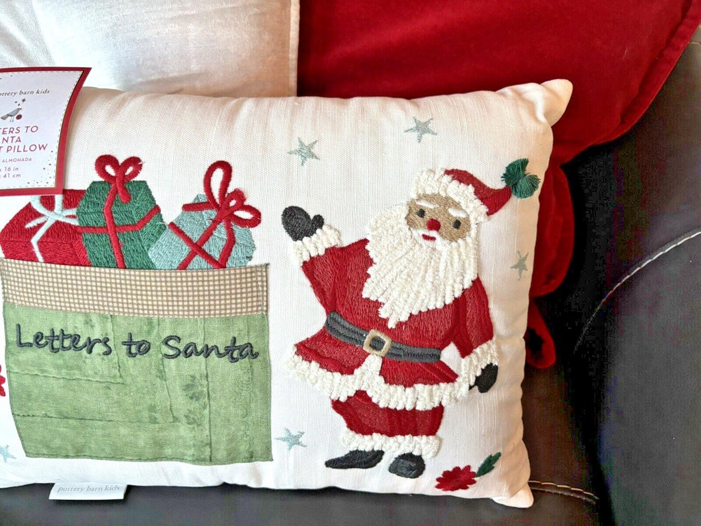 Pottery Barn Christmas Santa Letter pillow Seuss Holiday Gift party boy girl \