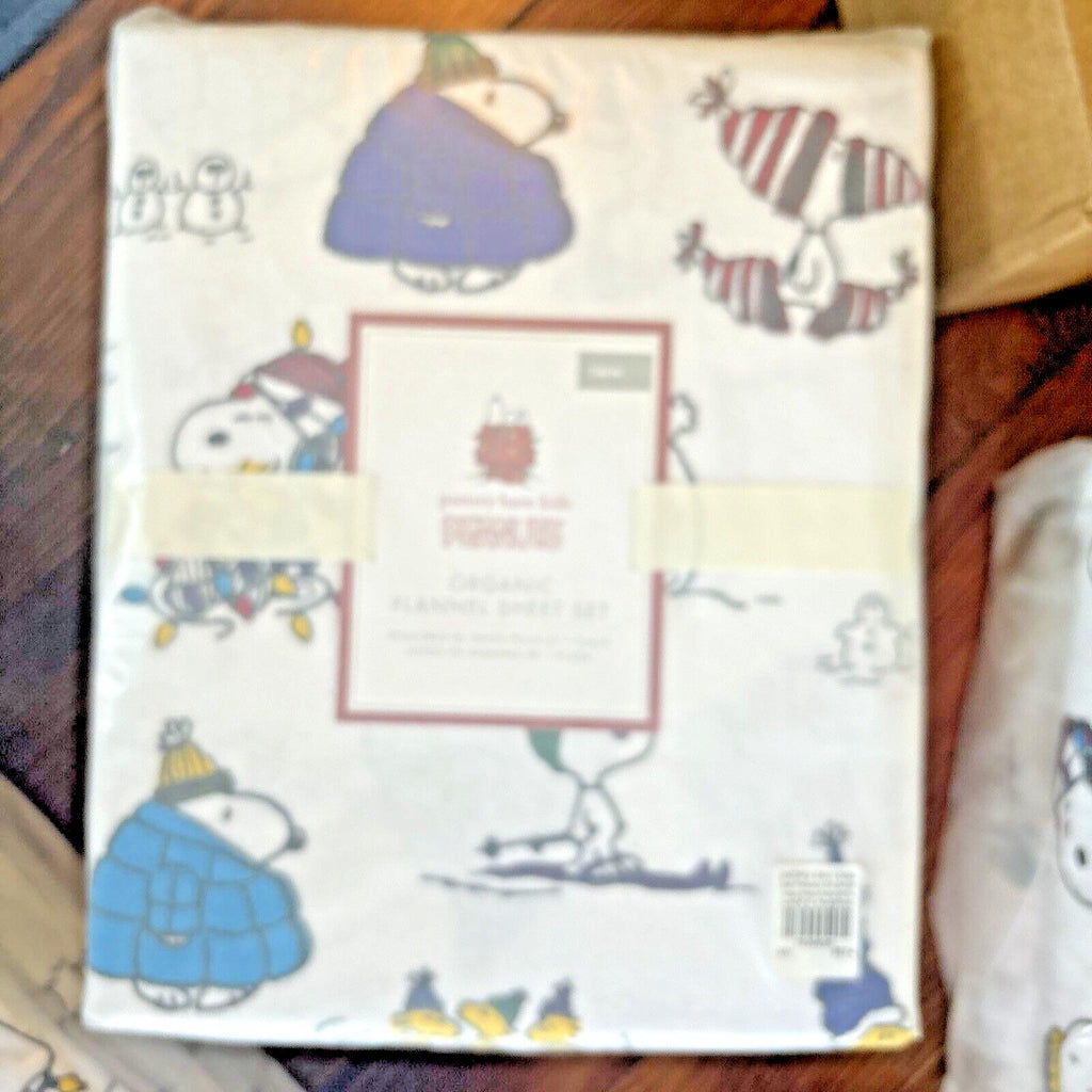 Snoopy Pottery Barn Peanuts Sheet Set Christmas School Holiday Disney kid Gift [