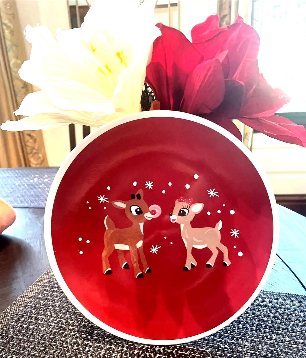 Pottery Barn Rudolph holiday Reindeer Santa Christmas dinner Plate party kid !