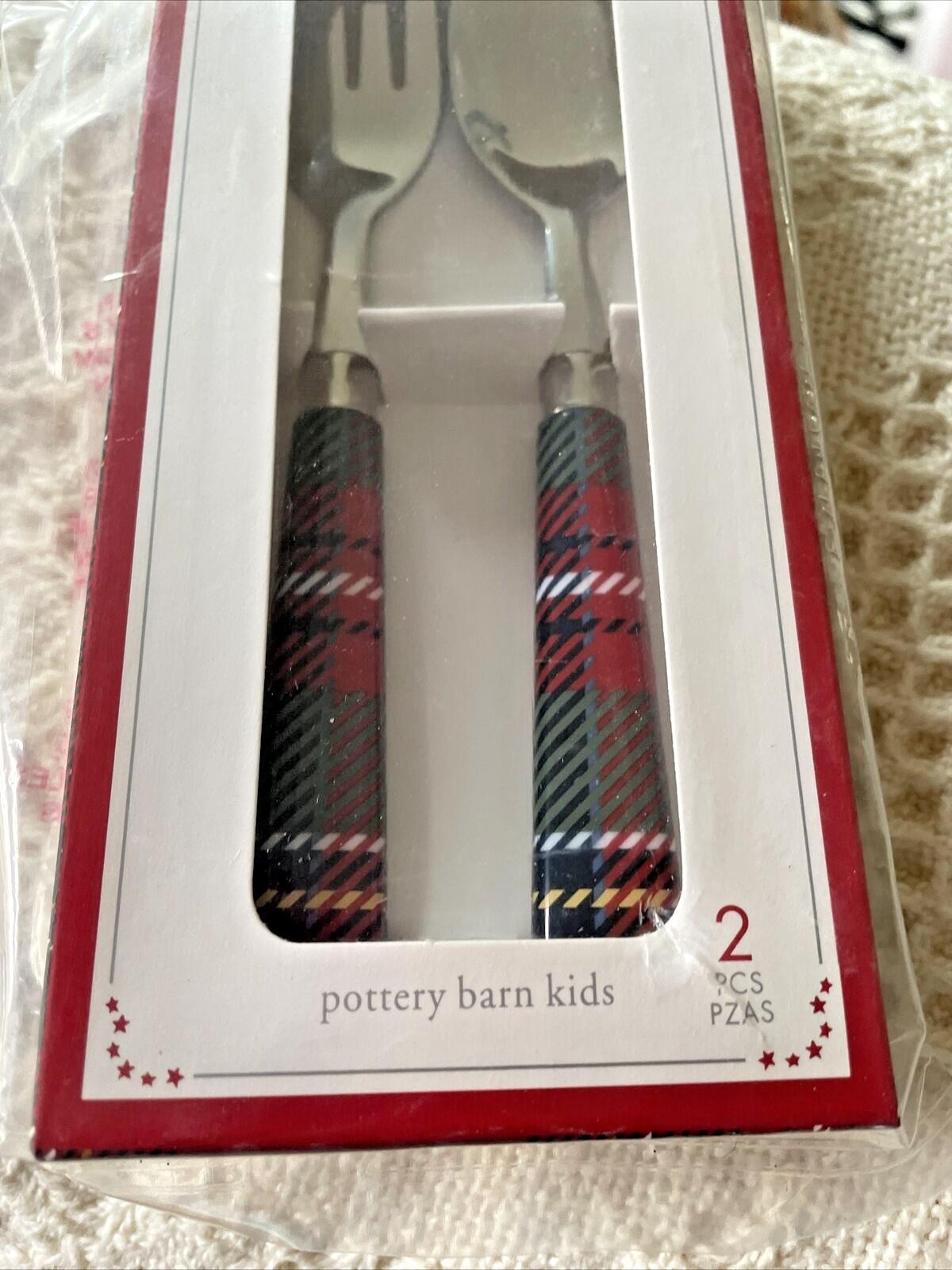 Disney school Pottery barn holiday Plaid Utensil Set Christmas party Kid Gift \