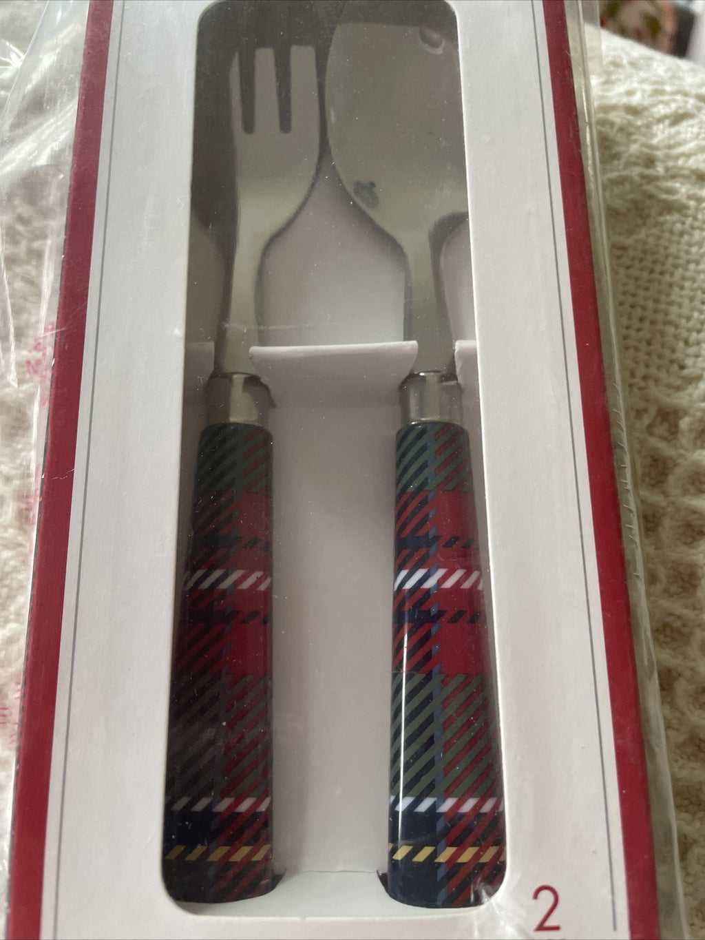 Disney school Pottery barn holiday Plaid Utensil Set Christmas party Kid Gift \