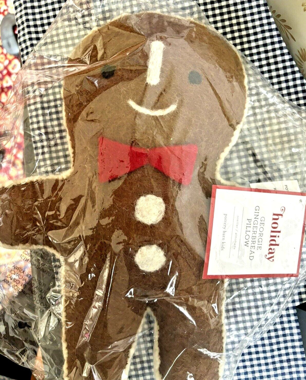 Pottery Barn holiday Christmas Gingerbread Boy Disney Santa Pillow toy gift kid