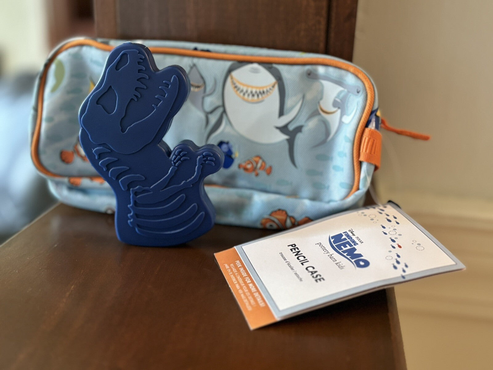 Pottery Barn school NEMO Dinosaur Pencil case bag travel shark Jurassic pre k [