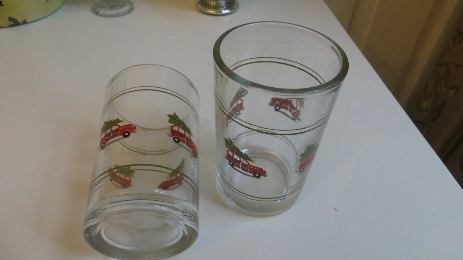 Pottery Barn holiday Christmas Gift party bar Car tree Woody bar drink SET 4 n