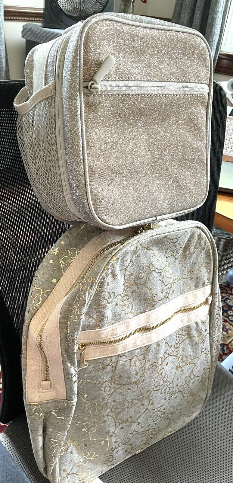 School Disney Pottery Barn Hello Kitty Glitter LARGE BACKPACK LUNCH Travel BAG .