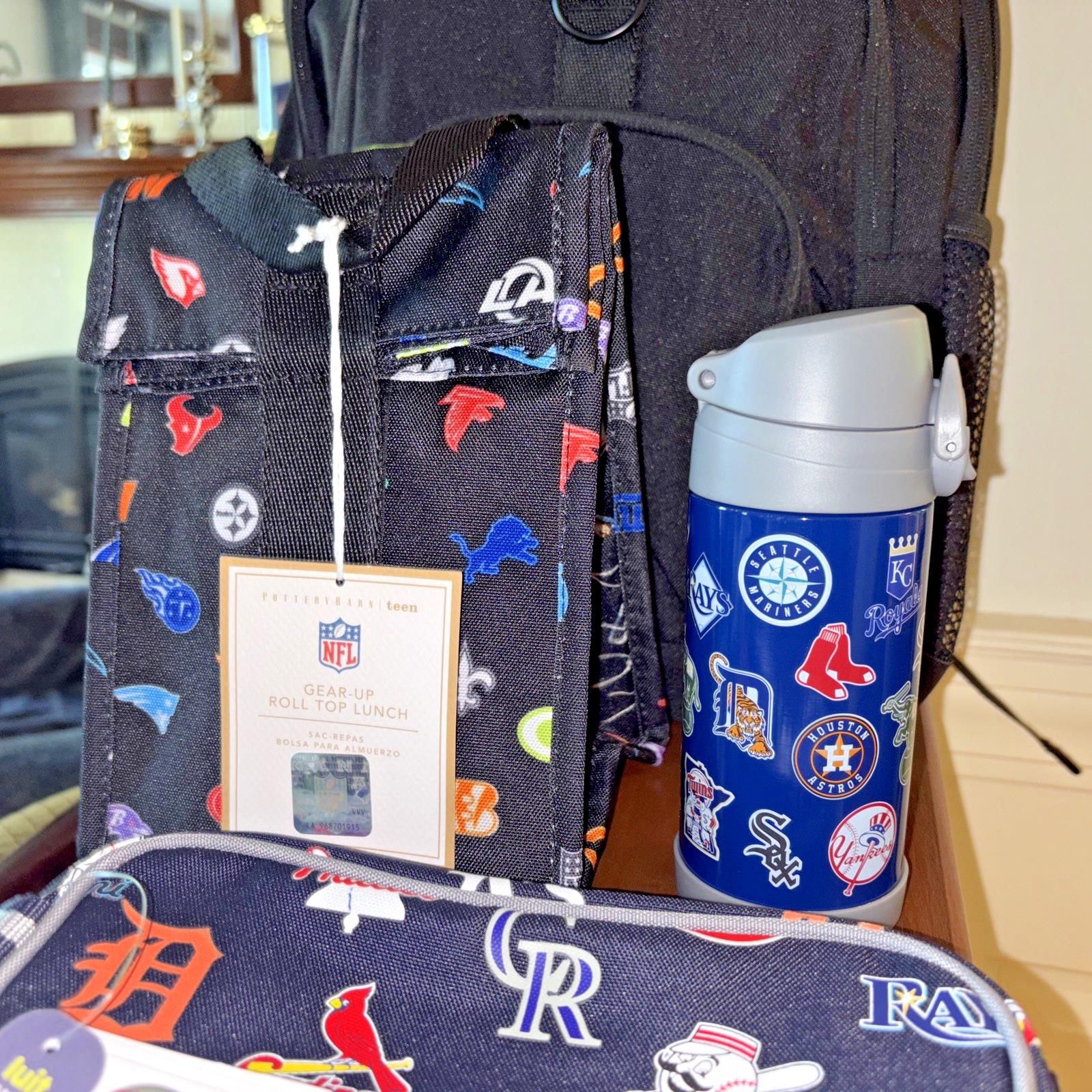 Pottery Barn School LARGE BACKPACK LUNCH WATER Baseball Travel Sport BAG NFL boy