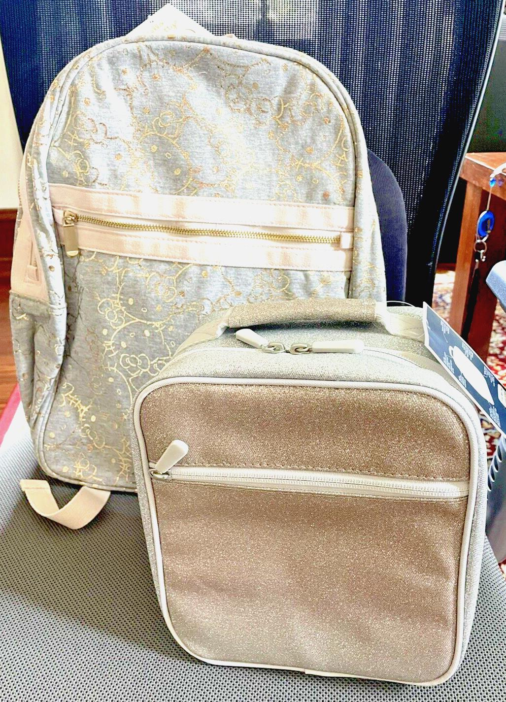 School Disney Pottery Barn Hello Kitty Glitter LARGE BACKPACK LUNCH Travel BAG .