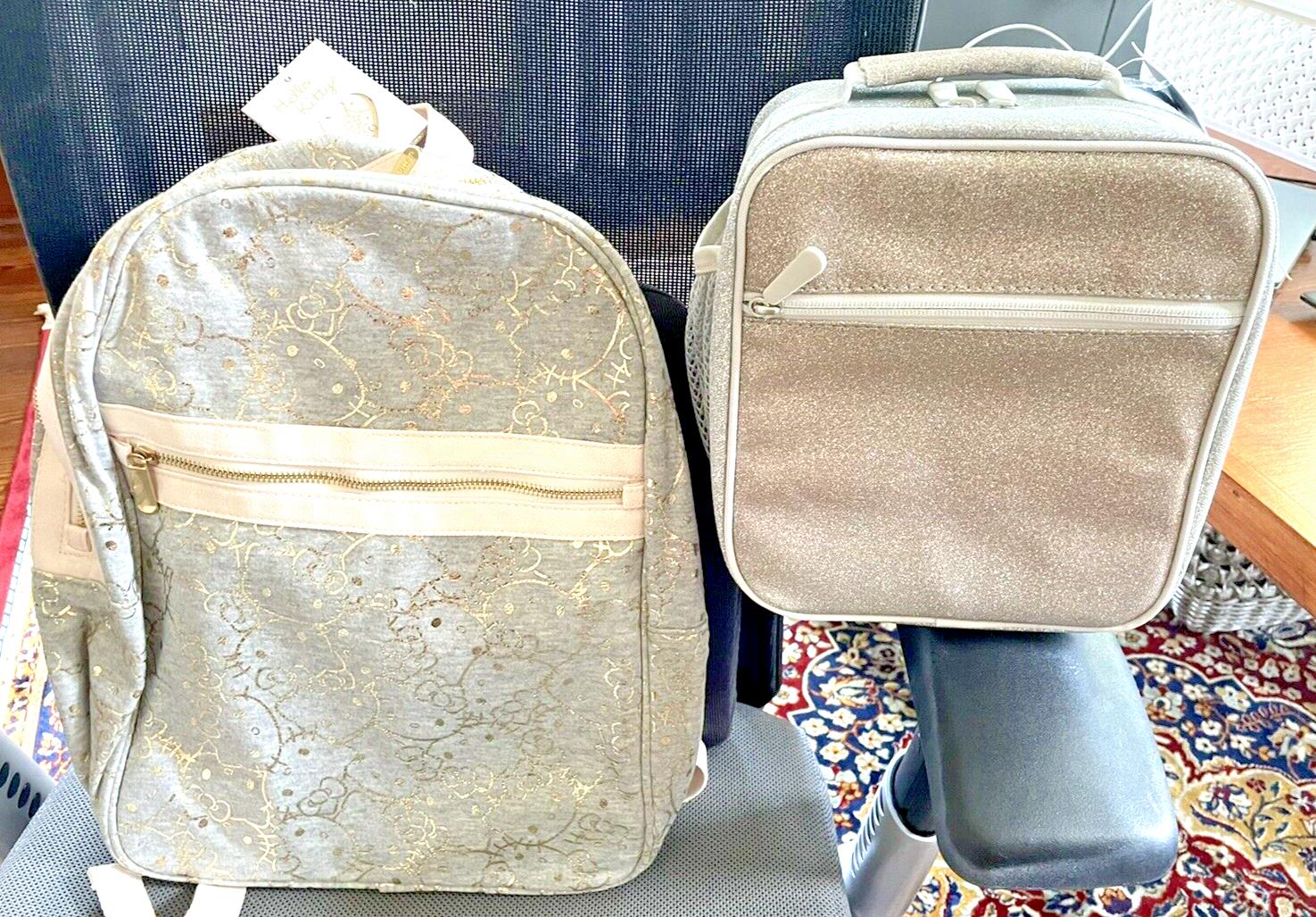 School Disney Pottery Barn Hello Kitty Glitter LARGE BACKPACK LUNCH Travel BAG .