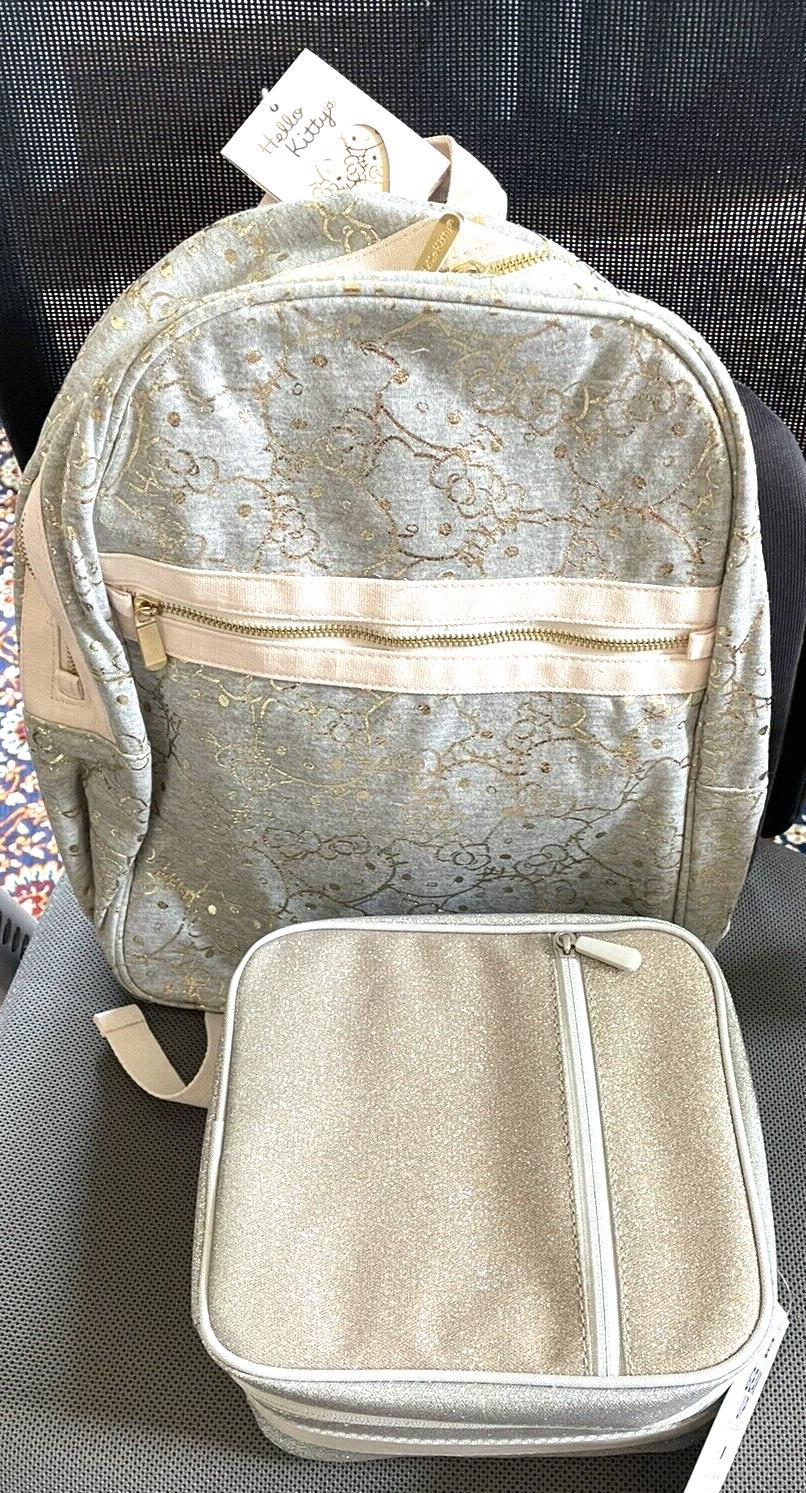 School Disney Pottery Barn Hello Kitty Glitter LARGE BACKPACK LUNCH Travel BAG .