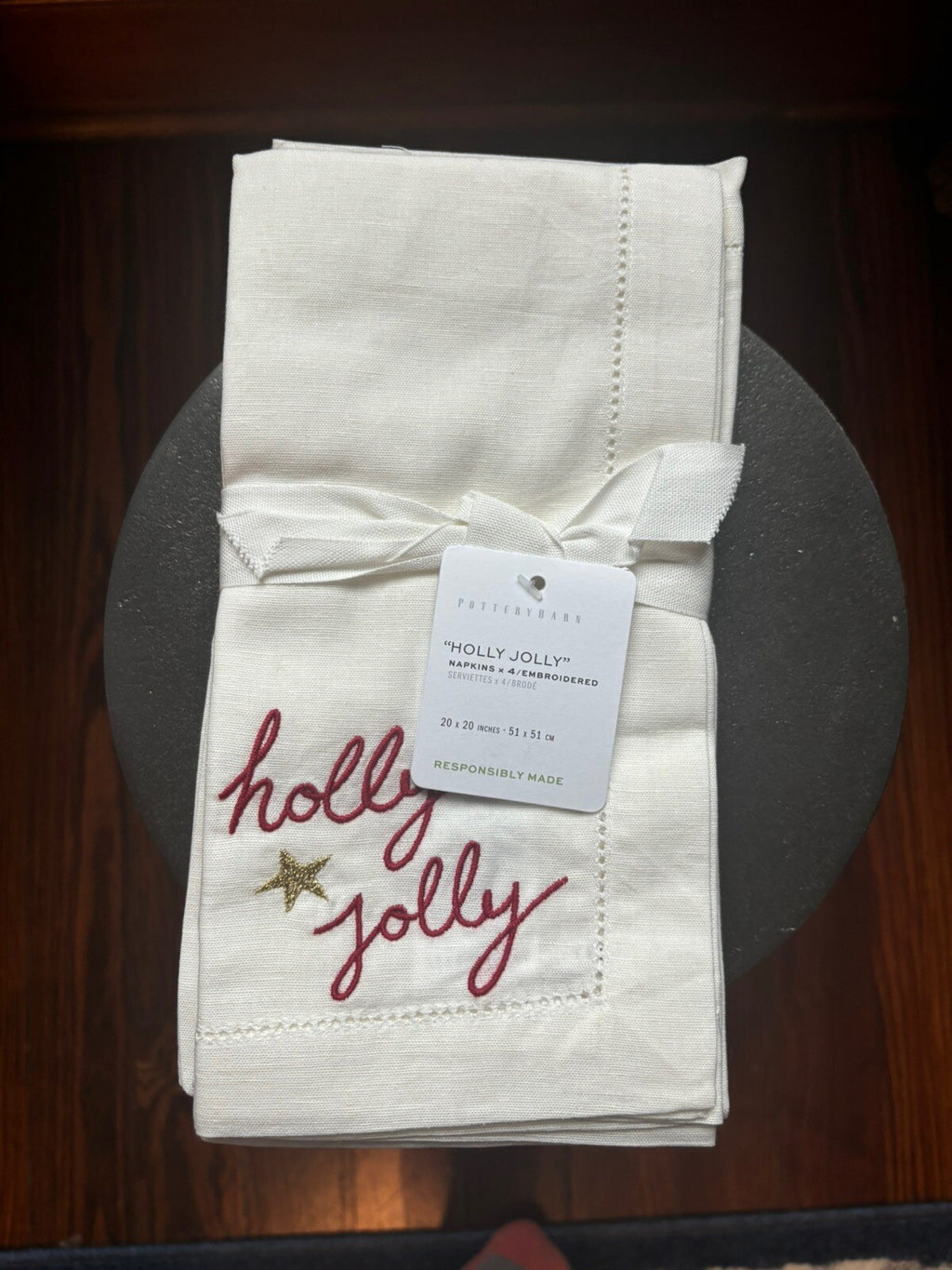 Pottery barn napkin Christmas Holiday SET 4 cloth table dinner gift Disney -