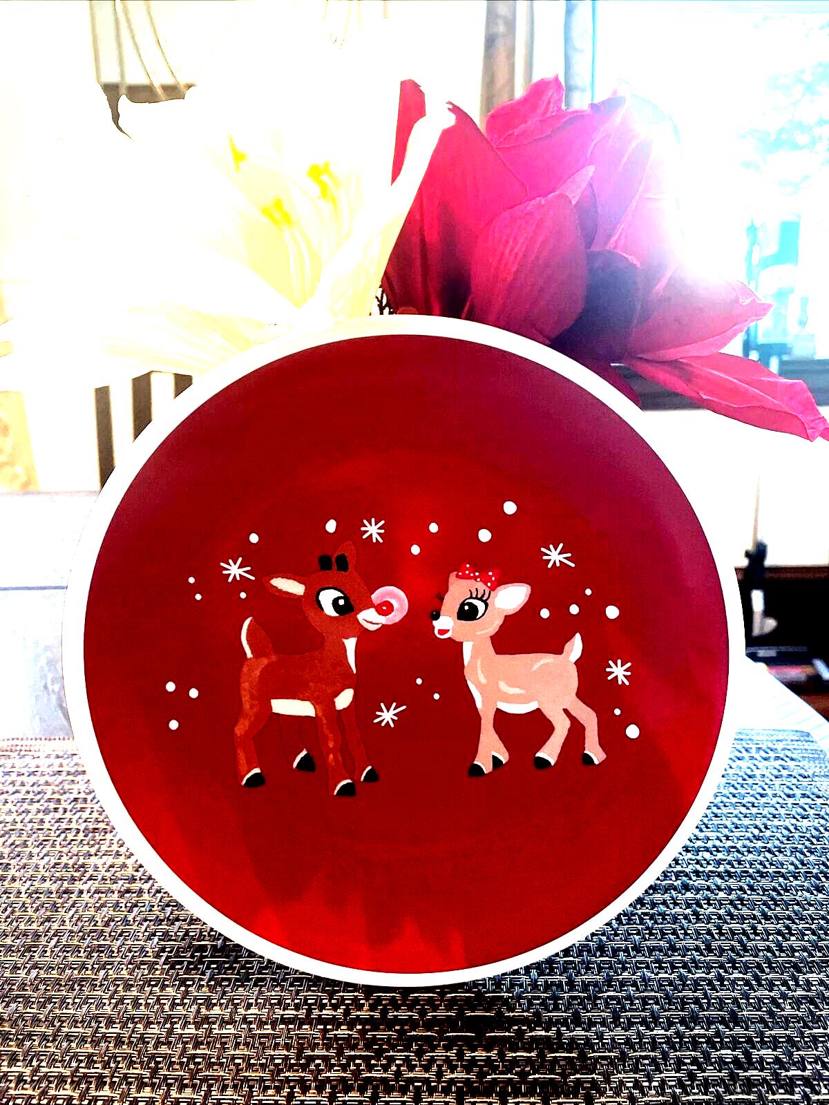 Pottery Barn holiday Rudolph Reindeer Clarice Christmas PLATE+ UTENSIL party [