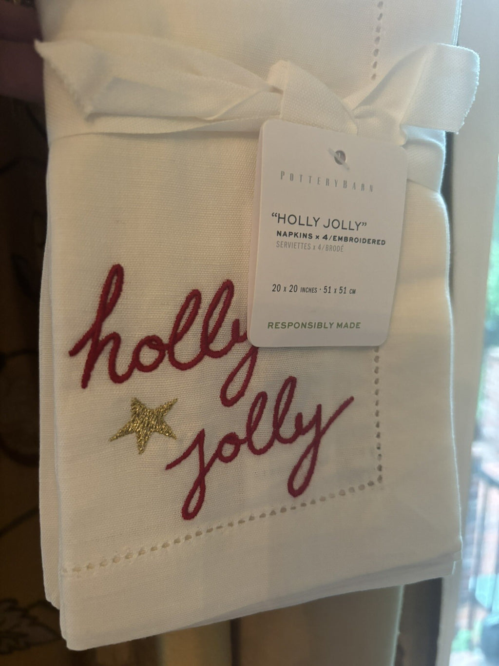 Pottery barn napkin Christmas Holiday SET 4 cloth table dinner gift Disney -