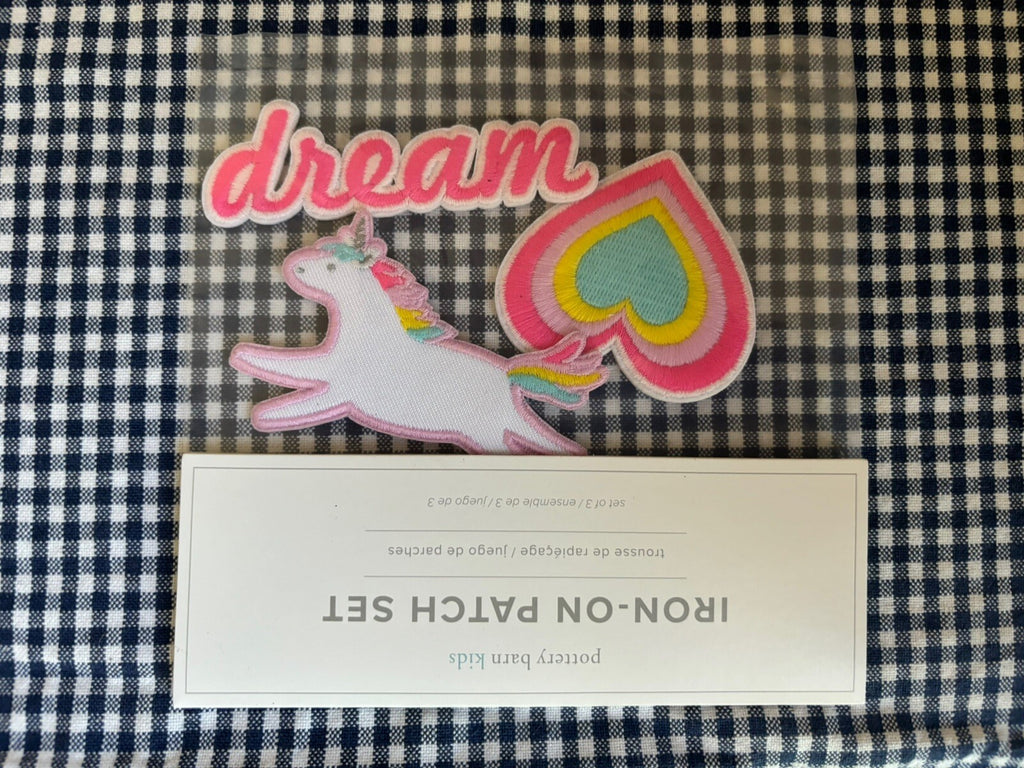 School Pottery Barn Princess Unicorn Rainbow IRON ON PATCH Gift Girl Set 3  ?? /